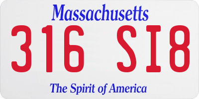 MA license plate 316SI8