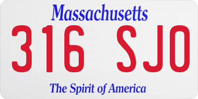 MA license plate 316SJ0