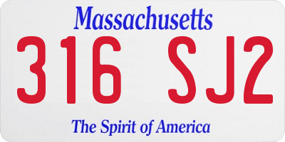 MA license plate 316SJ2