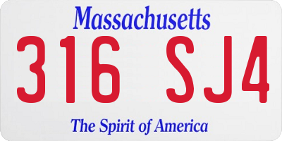 MA license plate 316SJ4