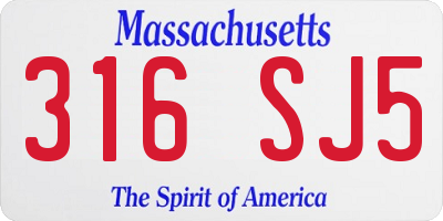 MA license plate 316SJ5