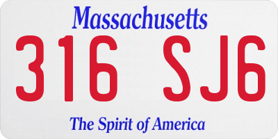 MA license plate 316SJ6
