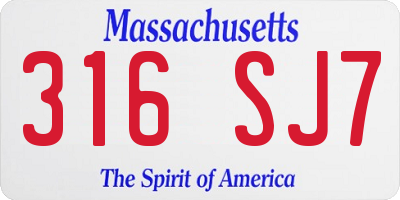 MA license plate 316SJ7