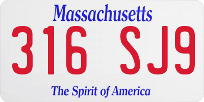 MA license plate 316SJ9