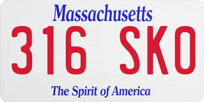 MA license plate 316SK0