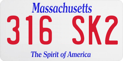 MA license plate 316SK2