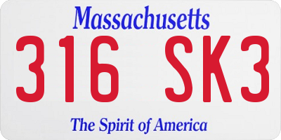 MA license plate 316SK3