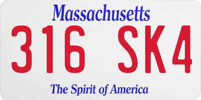 MA license plate 316SK4