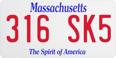 MA license plate 316SK5