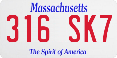 MA license plate 316SK7