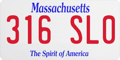 MA license plate 316SL0