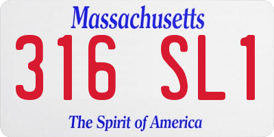 MA license plate 316SL1