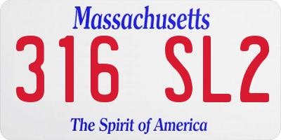 MA license plate 316SL2