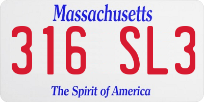 MA license plate 316SL3