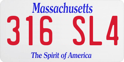 MA license plate 316SL4