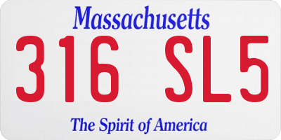 MA license plate 316SL5