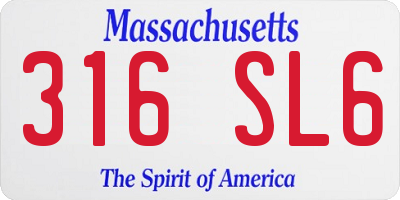 MA license plate 316SL6