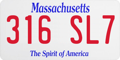 MA license plate 316SL7