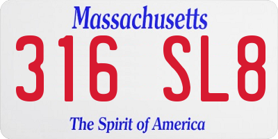 MA license plate 316SL8