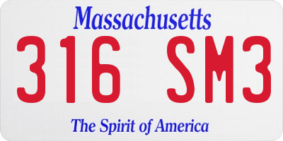 MA license plate 316SM3