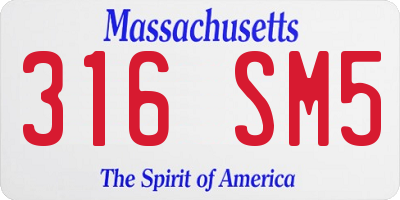 MA license plate 316SM5
