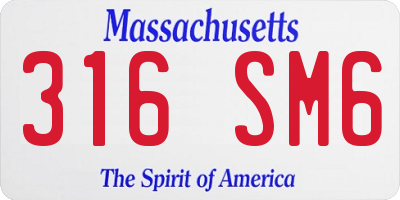 MA license plate 316SM6