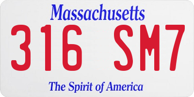 MA license plate 316SM7