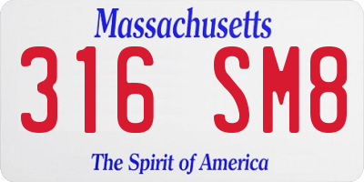 MA license plate 316SM8