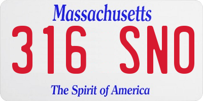 MA license plate 316SN0