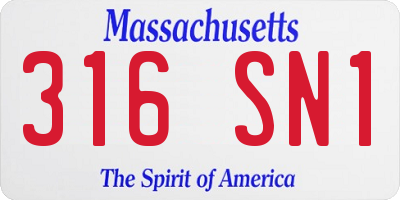 MA license plate 316SN1