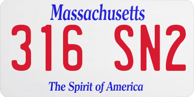 MA license plate 316SN2