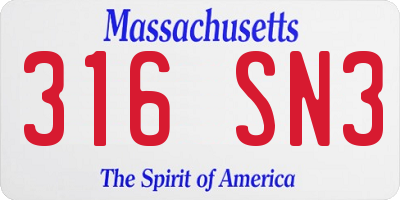 MA license plate 316SN3