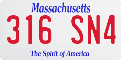 MA license plate 316SN4