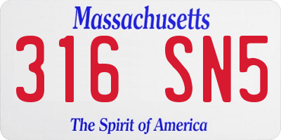 MA license plate 316SN5