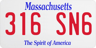 MA license plate 316SN6