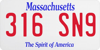 MA license plate 316SN9