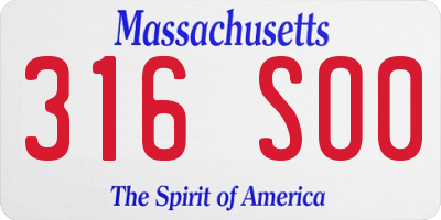 MA license plate 316SO0