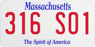 MA license plate 316SO1