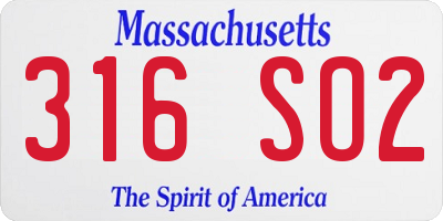 MA license plate 316SO2