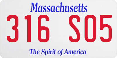 MA license plate 316SO5