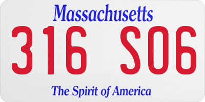 MA license plate 316SO6