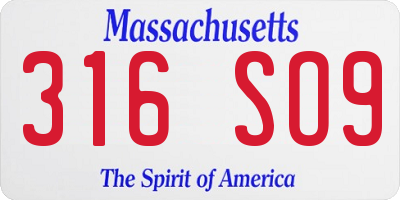 MA license plate 316SO9