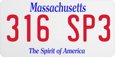 MA license plate 316SP3