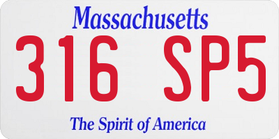 MA license plate 316SP5