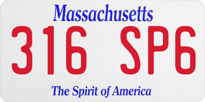 MA license plate 316SP6