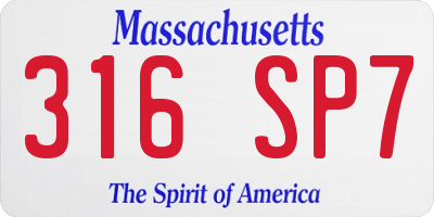 MA license plate 316SP7