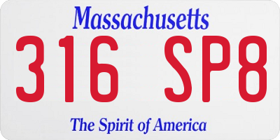 MA license plate 316SP8