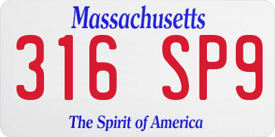 MA license plate 316SP9