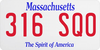 MA license plate 316SQ0