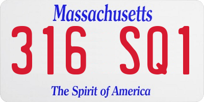 MA license plate 316SQ1